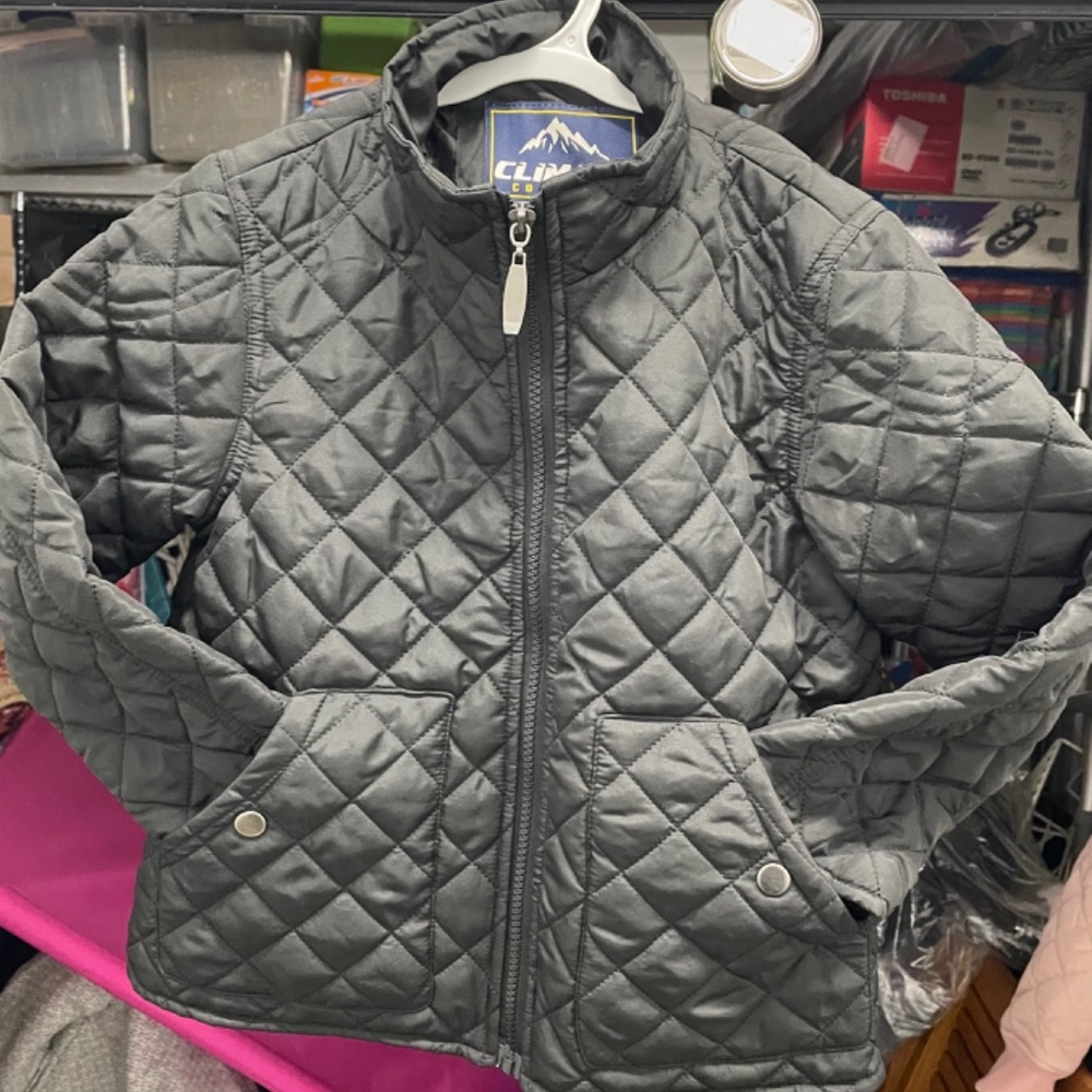 New Girls Warm Black Quilted Jacket, Size 5/6, by Climate Concepts